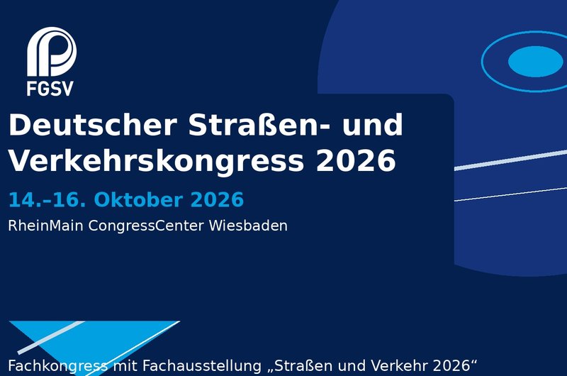 Pressemotiv zum Deutschen Straßen- und Verkehrskongress 2026 vom 14. bis 16. Oktober im RheinMain CongressCenter Wiesbaden.